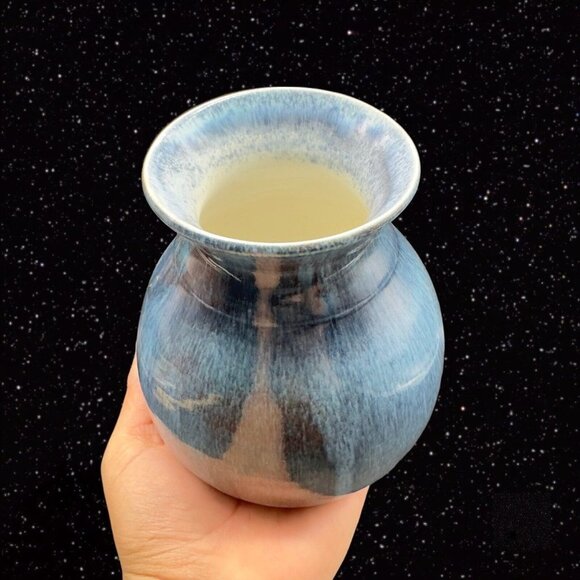 Vintage Arkansas Dryden Pottery Origional Ozark Frontier Blue Drip Glaze 5.5”T - Picture 3 of 8